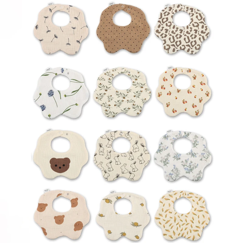 

Детские нагрудники, бандана, круглая мультяшная цветочная ткань для новорожденных, Детская Хлопковая слюнявчик, мягкое полотенце для мальч...