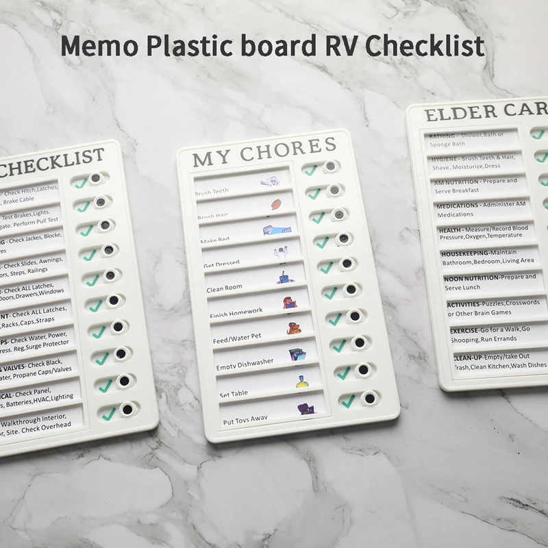 

Memo Memo Plastic Board RV Checklist Reusable Checklist Daily Planner Responsibility 12x20cm