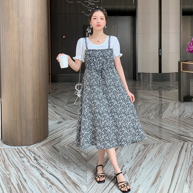 

Летнее цветочное платье для беременных женщин с коротким рукавом