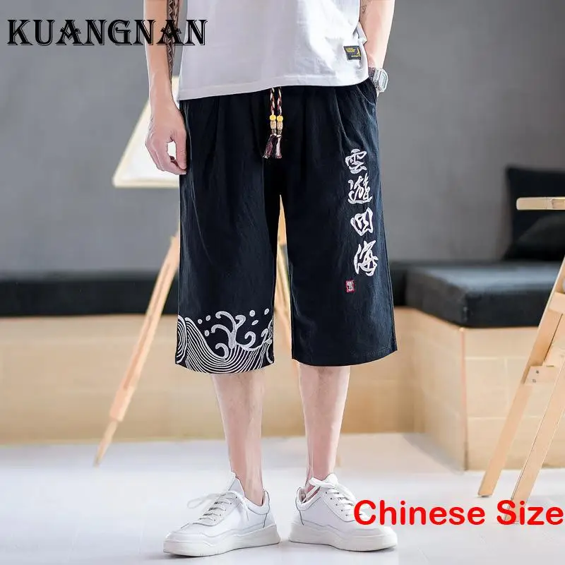 

KUANGNAN Cotton Linen Men's Work Pants for Men Trousers Sale Korean Clothes Hip Hop Sweatpants Japanese Fashion Luxury 5XL 2023