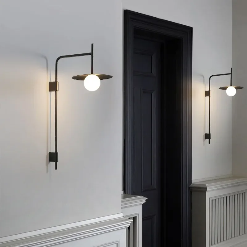 

Designer creative long pole wall lamp Nordic living room sofa background wall lamp industrial wind bedroom bedside lamp