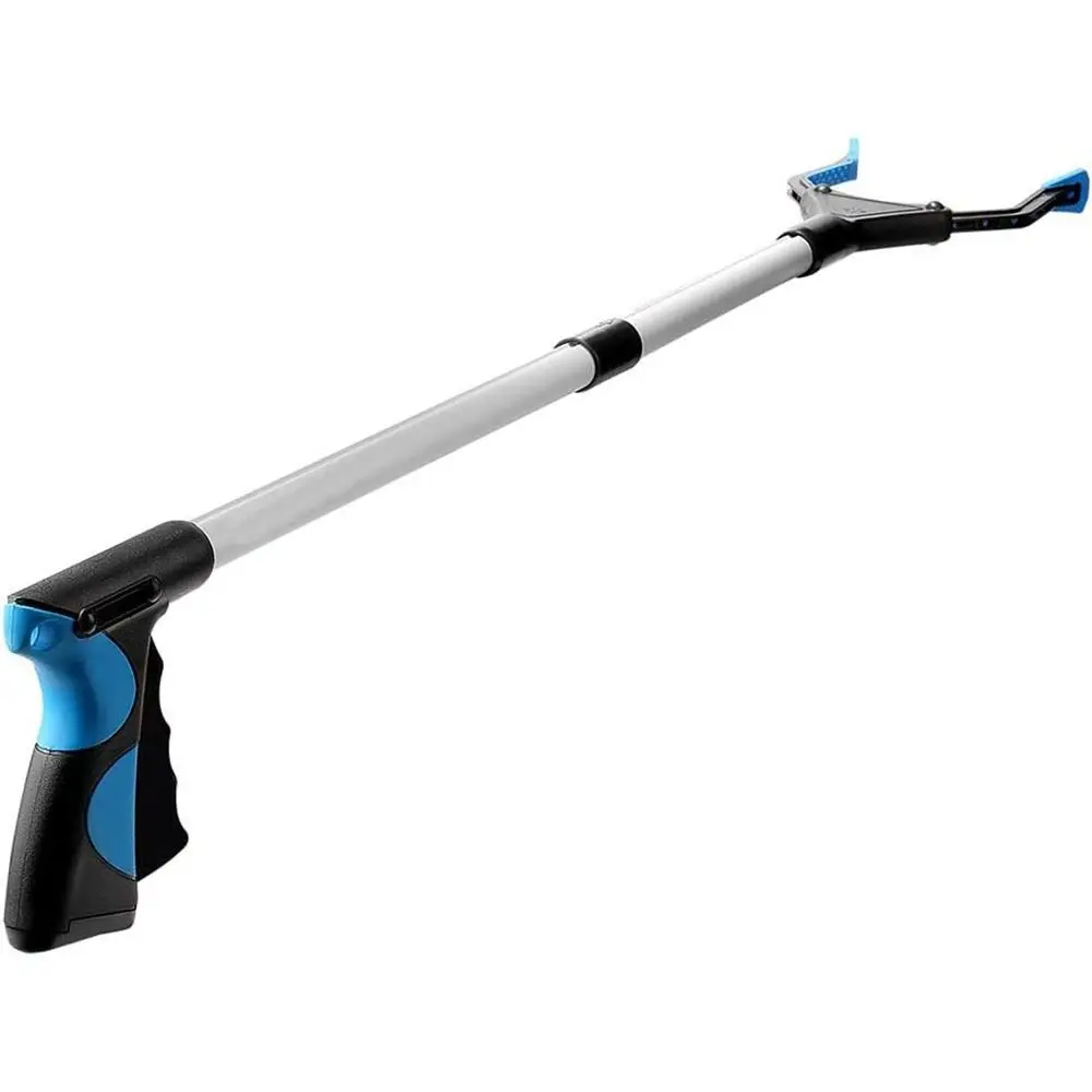 

32" Litter Picker Cleaning Tool Aluminum Alloy Foldable Grabber Reacher Tool Blue Trash Pick Up Mobility