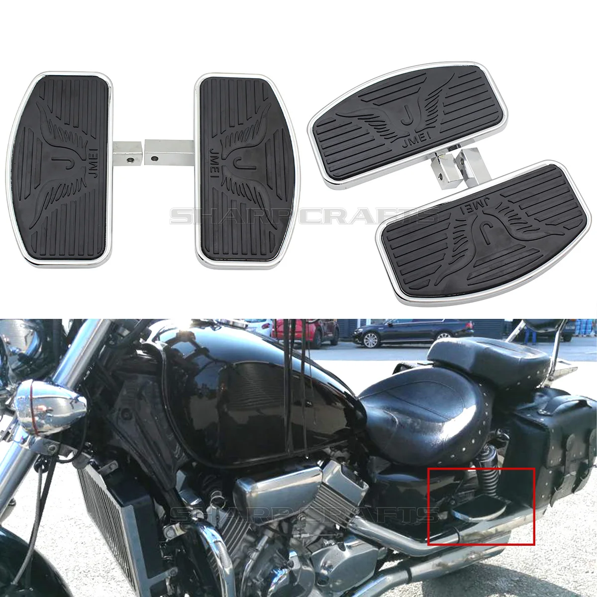Фото Подножки для заднего пассажира, половые доски, педали для Kawasaki Vulcan 1500 VN1500, Honda Magna VF 250 VF 250, детали мотоцикла №1