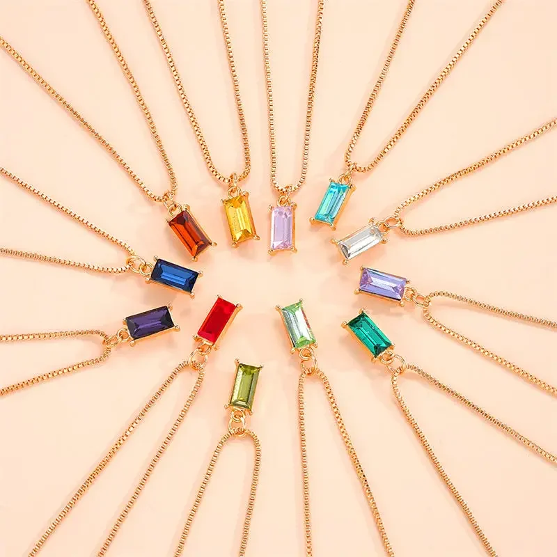 Корейский новый квадратный кубический цирконий кулон ожерелья для женщин модный