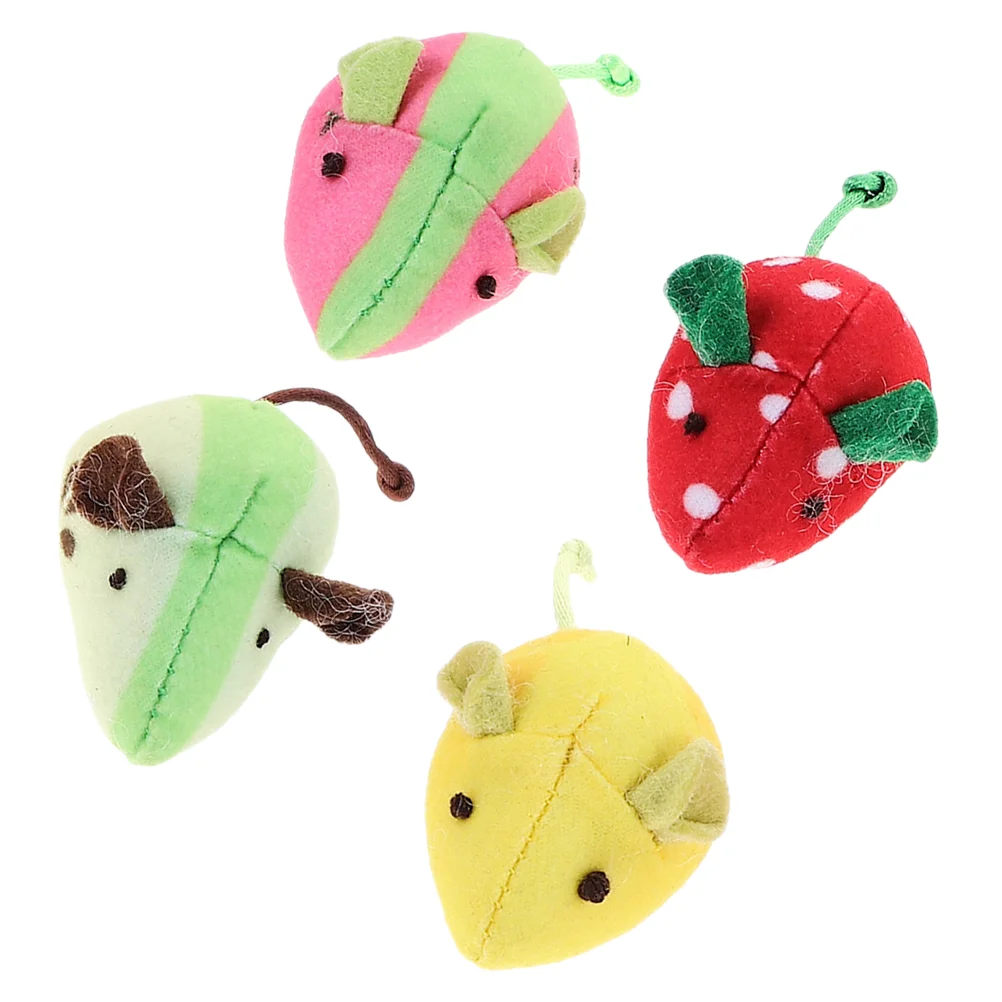 

4PCS Cartoon Fruit Mice Toys Plush Cat Toys Catnip Mice Playthings Cat Playthings