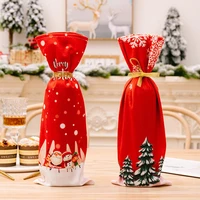 50hotwine bottle bag cartoon pattern tear resistant enhance atmosphere cloth xmas themed red wine bottle dust proof bag for hom