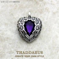 pendant purple winged heart brand new 925 sterling silver glam jewelry europe accessorie gift for woman