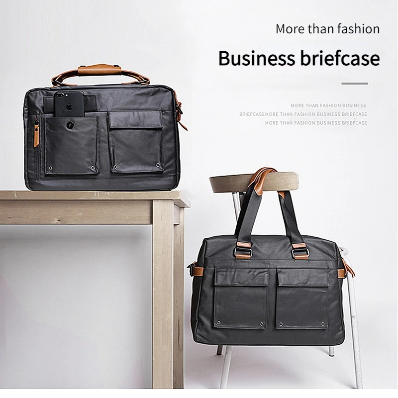 Men Business Commute 15.6-inch Laptop Bag Simple Business Trip Document  Tote Large Capacity Waterproof Shoulder Bag Crossbody