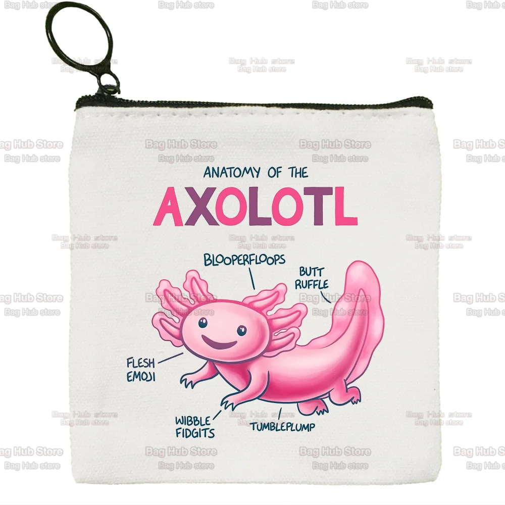 Cute Axolotl Loves Kawaii Cartoon Lizard Original Mini Coin Purse Small Bag Cute Niche Canvas Coin Purse