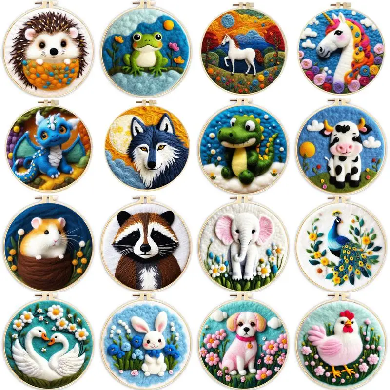 SDOYUNO комплекты валяния для начинающих животных рамка вышивки товары рукоделия