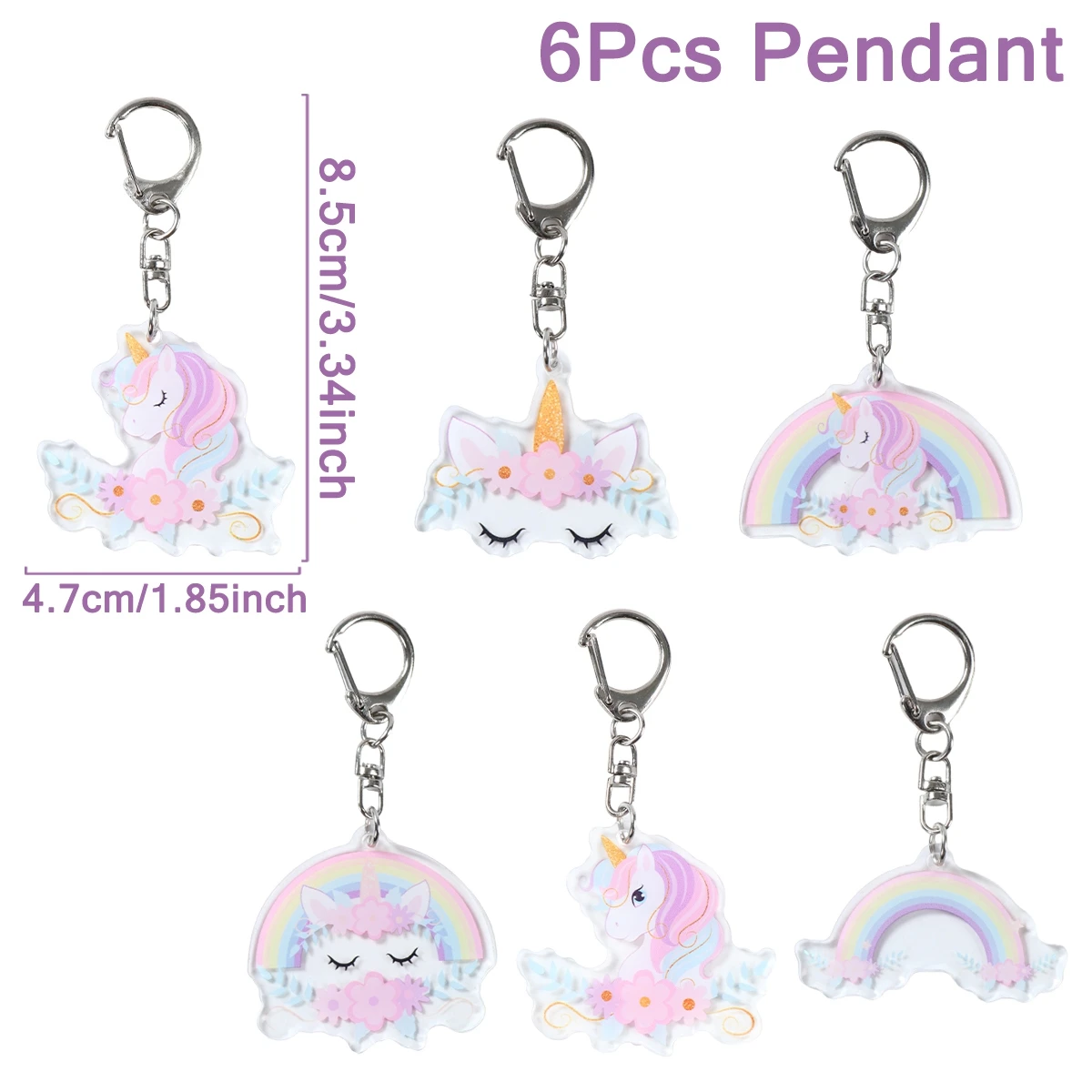 

Радужные акриловые брелоки единороги PATIMATE