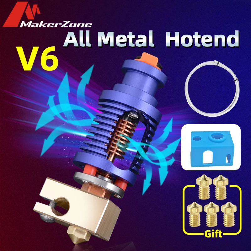 Полностью металлический хотенд V6 медный двойной Тепловой разрыв для 3D принтера
