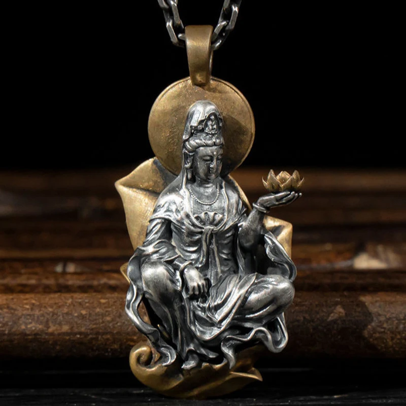 

New Guanyin Maitreya Buddha Necklace Men And Women Bodhisattva Pendant Tag Handmade Chain Pendant Safe Jewelry Accessories