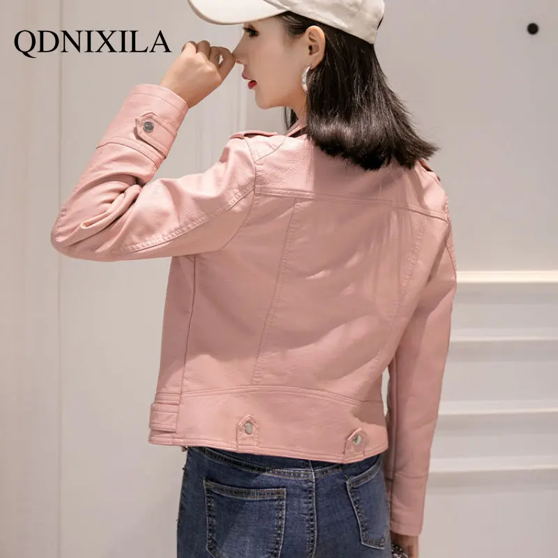 Autumn Winter 2022 Women's Leather Coat Korean Version Short Slim Motorcycle Leather Jacket Women Demi-season Jacket for Women