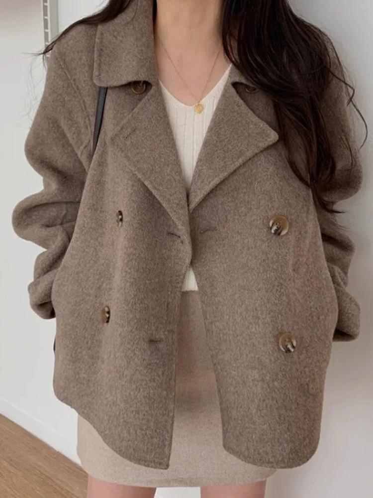 Женская двубортная куртка из искусственной шерсти