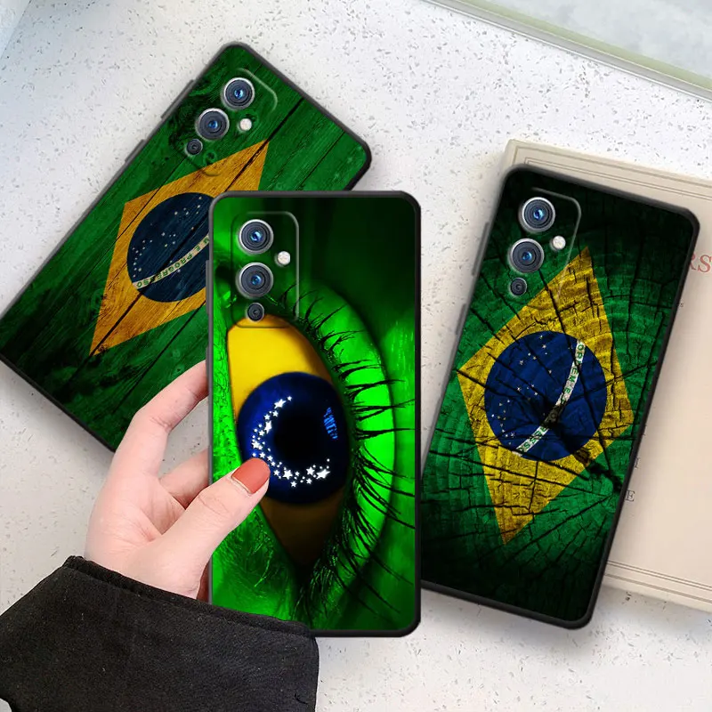 

Brazil Brazilian flag Phone Case For OnePlus 10 9 RT R 8 7 6 T Pro 5G Nord 2 N10 N100 CE CE2 N20 N200 Black Cover