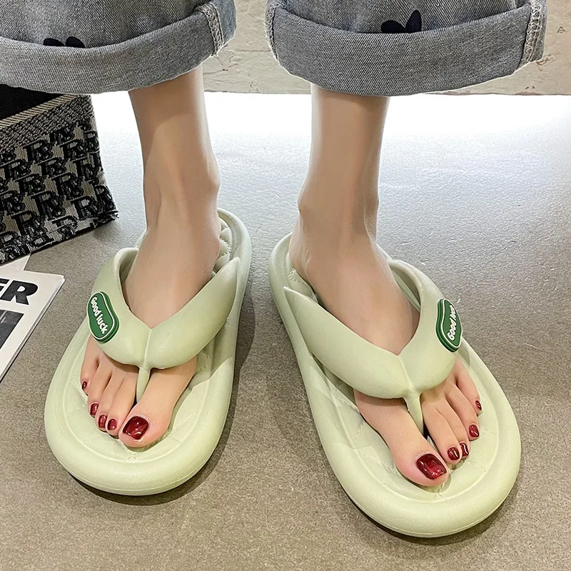 Candy colors summer beach flip flops for women new soft bottom sandals on platform woman comfortable non slip flat slip  sandals