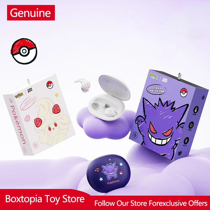 Фото Оригинальные беспроводные наушники Pokemon Gengar Pm33, Bluetooth-наушники для сна, с шумоподавлением, удобные, легкие, для занятий спортом №1