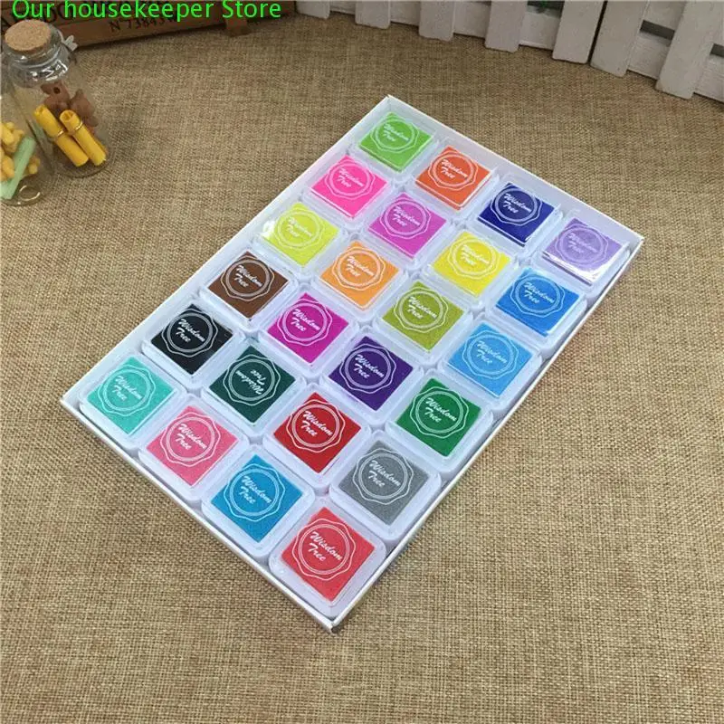 

1set DIY 24 Colors Kawaii Ink Pad Cartoon Craft Stamps Inkpad for Scrapbooking Decoration Korean Stationery