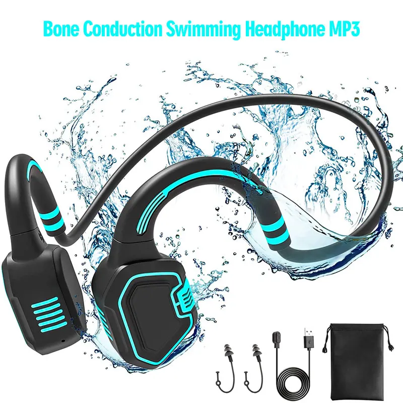 

Подводный музыкальный mp3-плеер с костной проводимостью, с 16 Гб памяти, Bluetooth 5,1, гарнитура с открытым ухом, водонепроницаемость IPX8