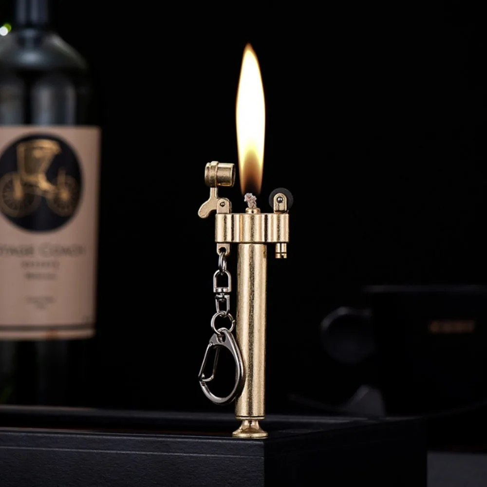 

Personality Metal Grinding Wheel Kerosene Lighters Key Chain Windproof Oil Lighter Cigarette Accessories Novelty Gift