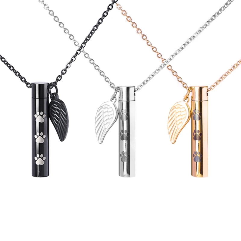 

Cylinder Tube Necklace Pet Urn Cremation Ashes Keepsake Memorial Jewelry