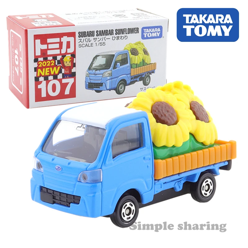 

Takara Tomy Tomica No.107 Subaru Sambar Sunflower Scale 1:55 Diecast Car Motors Vehicle Miniature Metal Model New Kids Toys