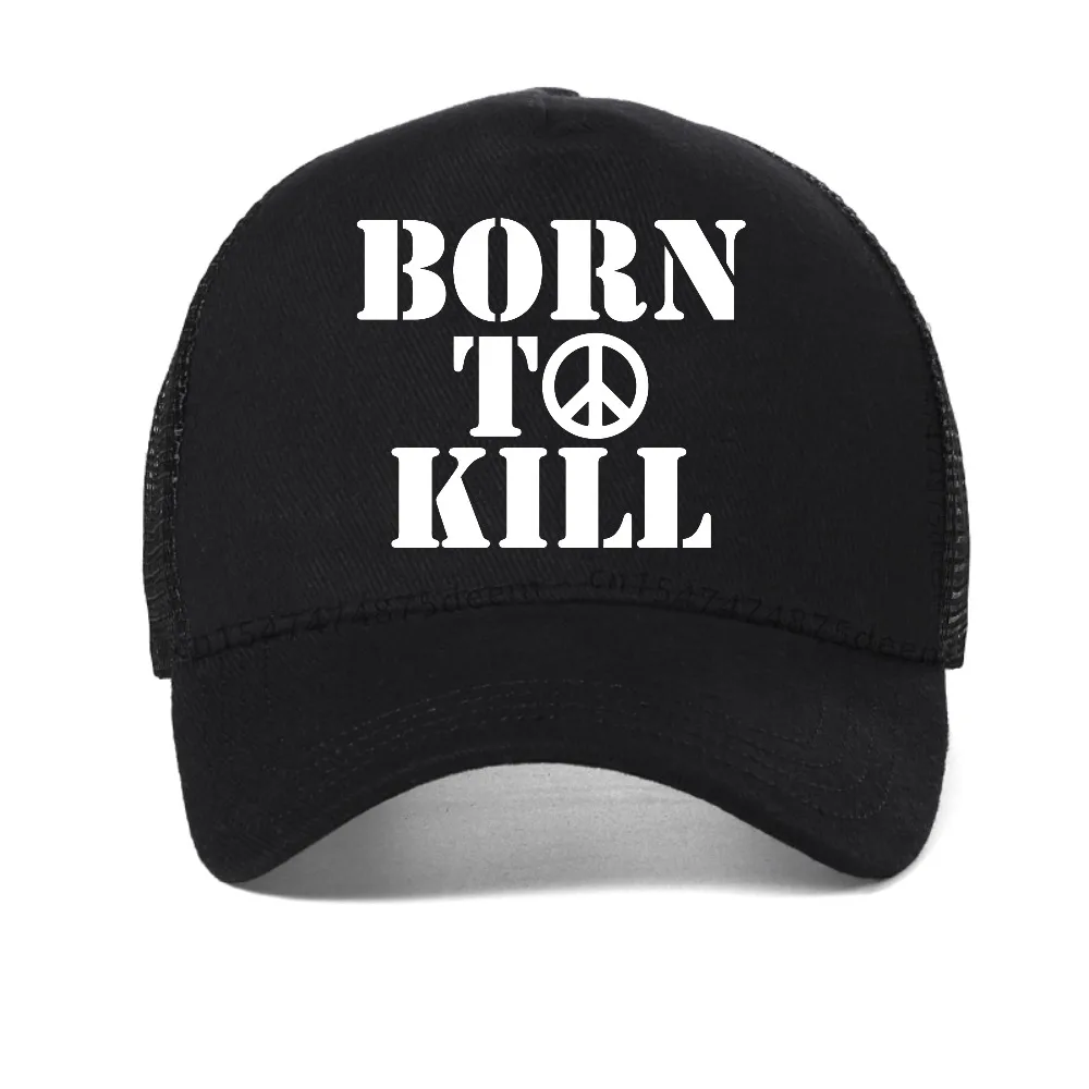 Фото Бейсболка Born To Kill Camiseta la Chaqueta Militar, модная ретро-кепка унисекс, повседневная сетчатая кепка-трукер, регулируемая кепка с застежкой-снэпбэк. №3