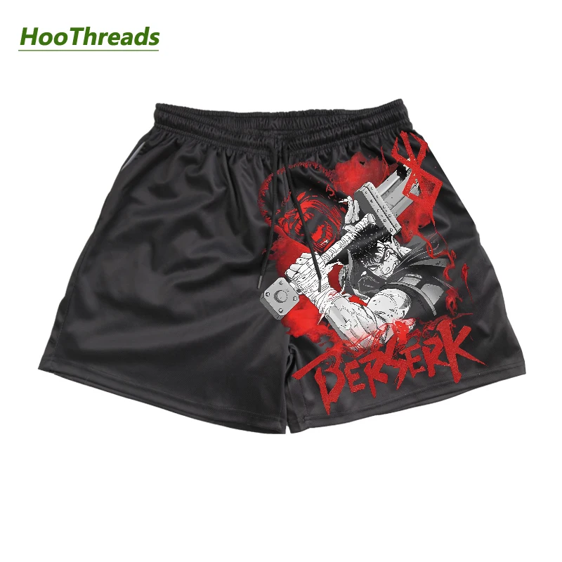 

Active Gym Shorts for Men Berserk Print Quick Dry Breathable Mesh Shorts with Pockets Athletic Workout Fitness Running Jogging