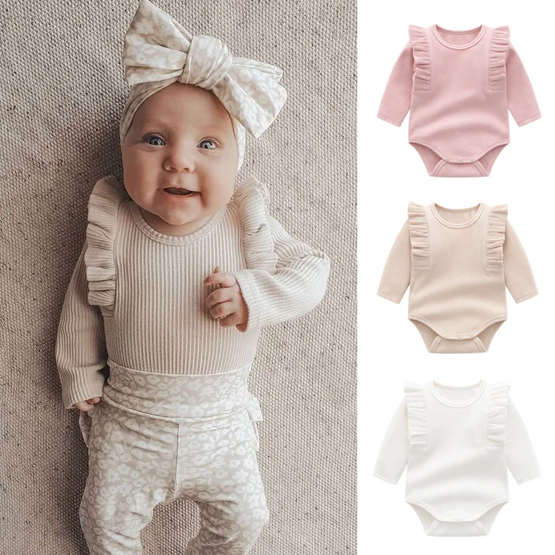 

Send hair belt ins explosion style baby onesie spring and autumn girl baby long-sleeved triangle romper knitted striped clothes