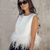 back zip sleeveless panel feather tank top t shirt blouse women tops plus size clothing for women sexy tops for women shirts