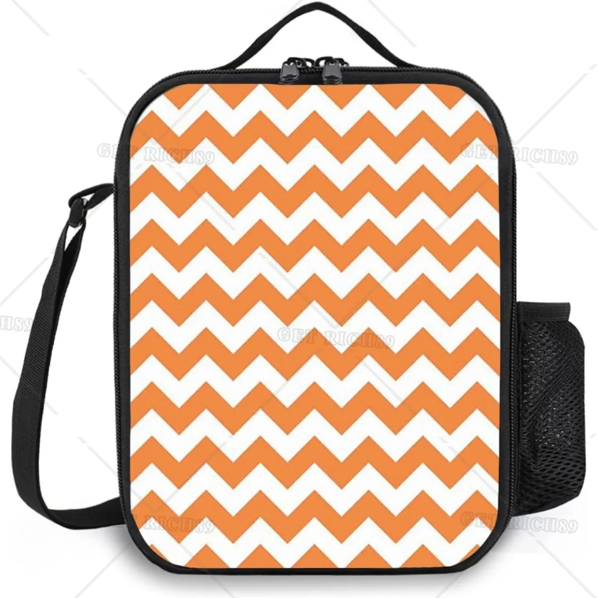 

Изолированная обеденная сумка с шевроном для взрослых мужчин и женщин, прочная многоразовая оранжево-белая сумка для ланча, сумка-тоут с карманом для рабочего путешествия