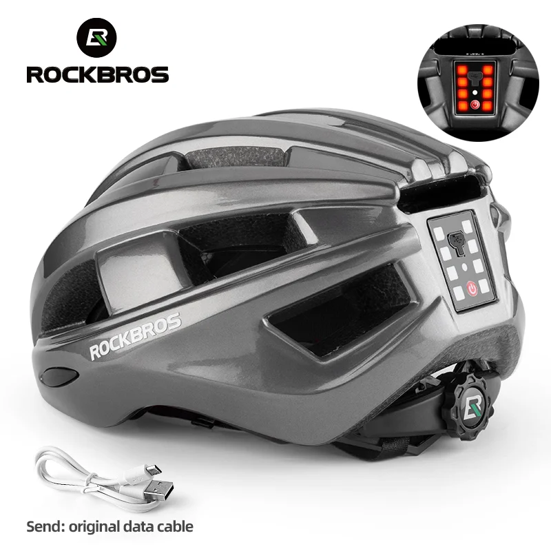 

ROCKBROS Cycling Light Helmet Integrally-mold LED Rear Lighting Bike Helmet Reflective Alert EPS+PC MTB Road Bicycle Helmets