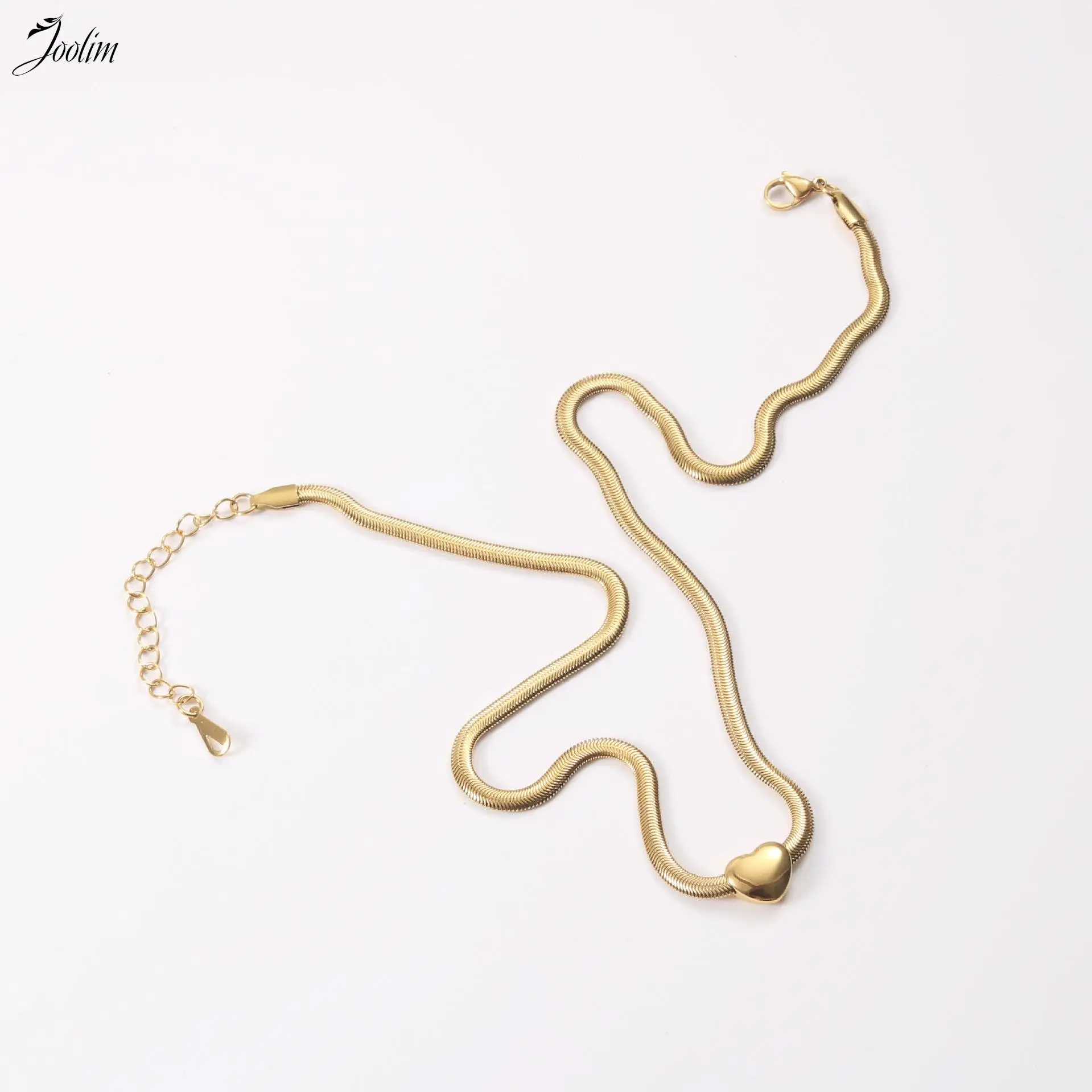 Joolim Jewelry Wholesale Non Tarnish Fashion Soft Snake Chain Hearts Can Move Pendant Necklace Stainless Steel Jewelry