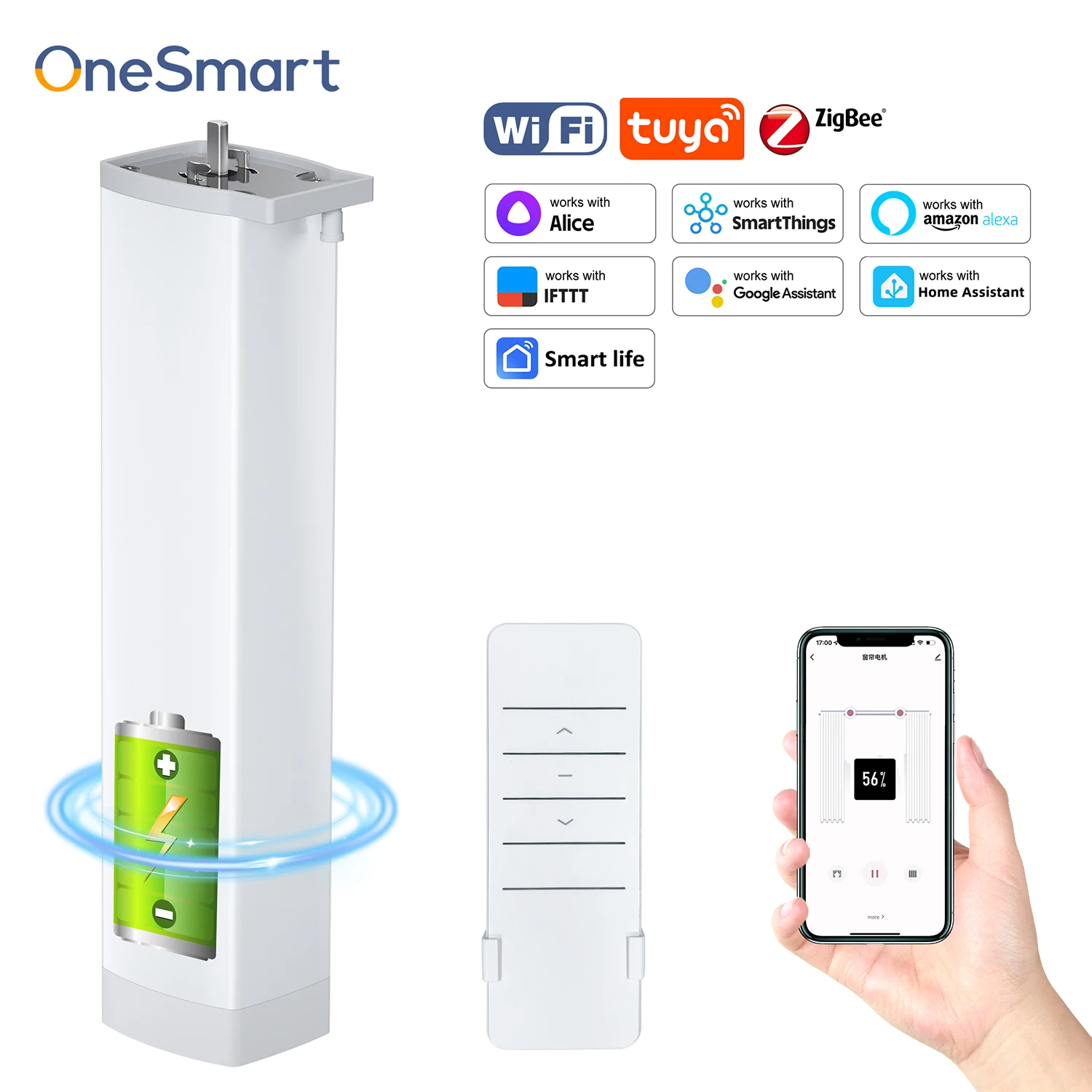 

Версия OneSmart Battery Tuya Zigbee Electric Automatic Smart Curtain Motor с поддержкой Яндекс.Алисы. Домашний ассистент. Google Ассистент. Alexa.