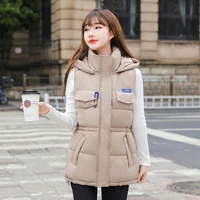 beardon autumn winter womens short cotton vest 2022 new hooded warm fashion mid length slim down cotton vest jacket