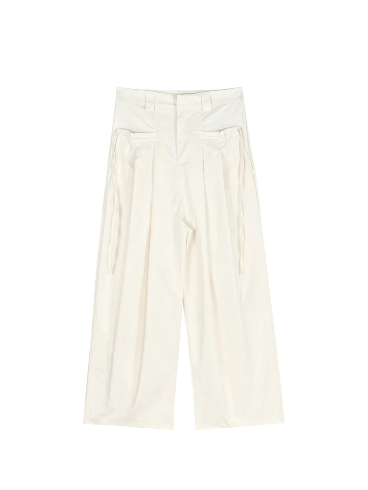

Y2K High Waist Pants Women Pocket Ruched Long Trousers Elastic Casual Streetwear Fashion Harajuku All-Match Wide Leg Pants Mujer