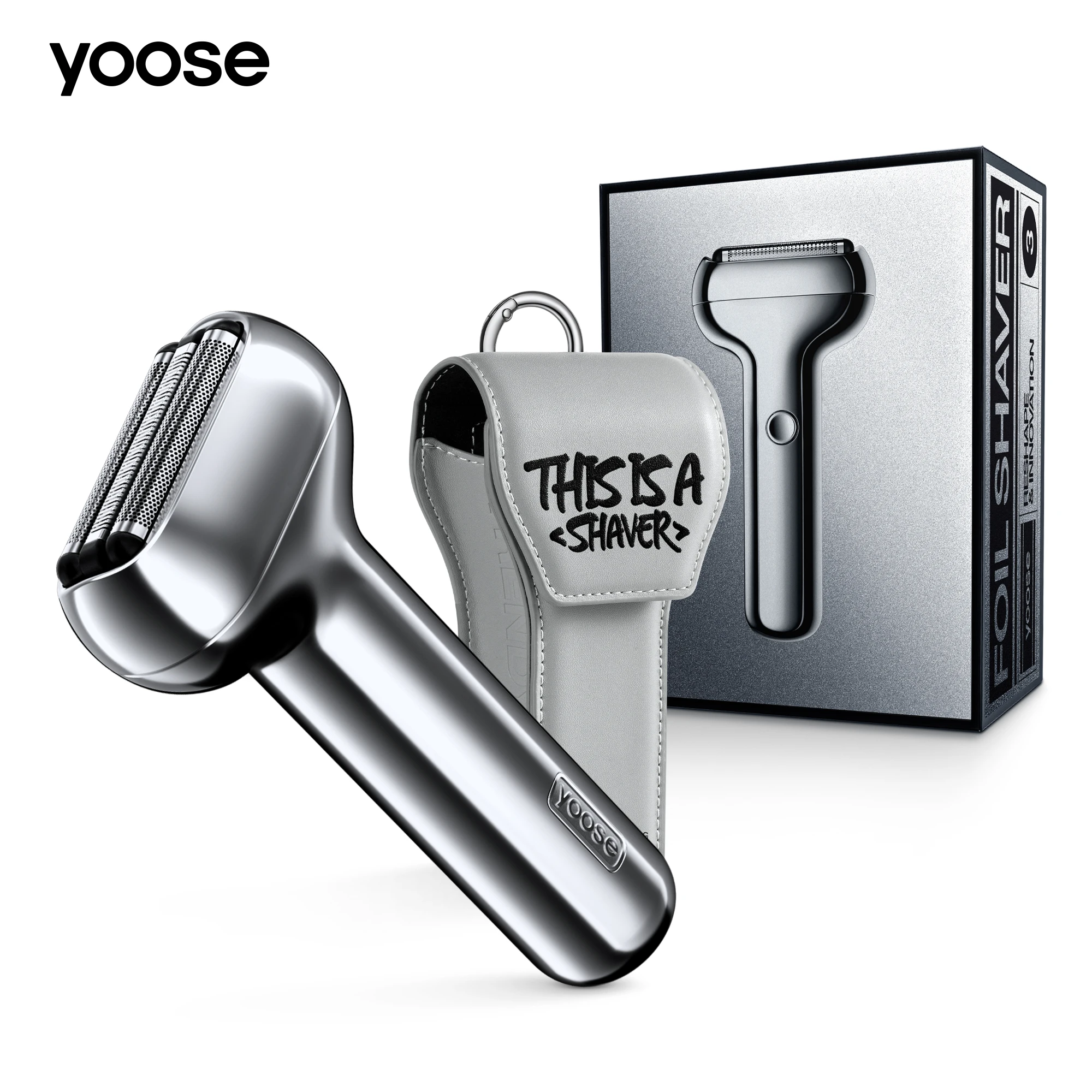 , Rechargeable, Wet & Dry Foil Shaver For Men, Portable Leather Case