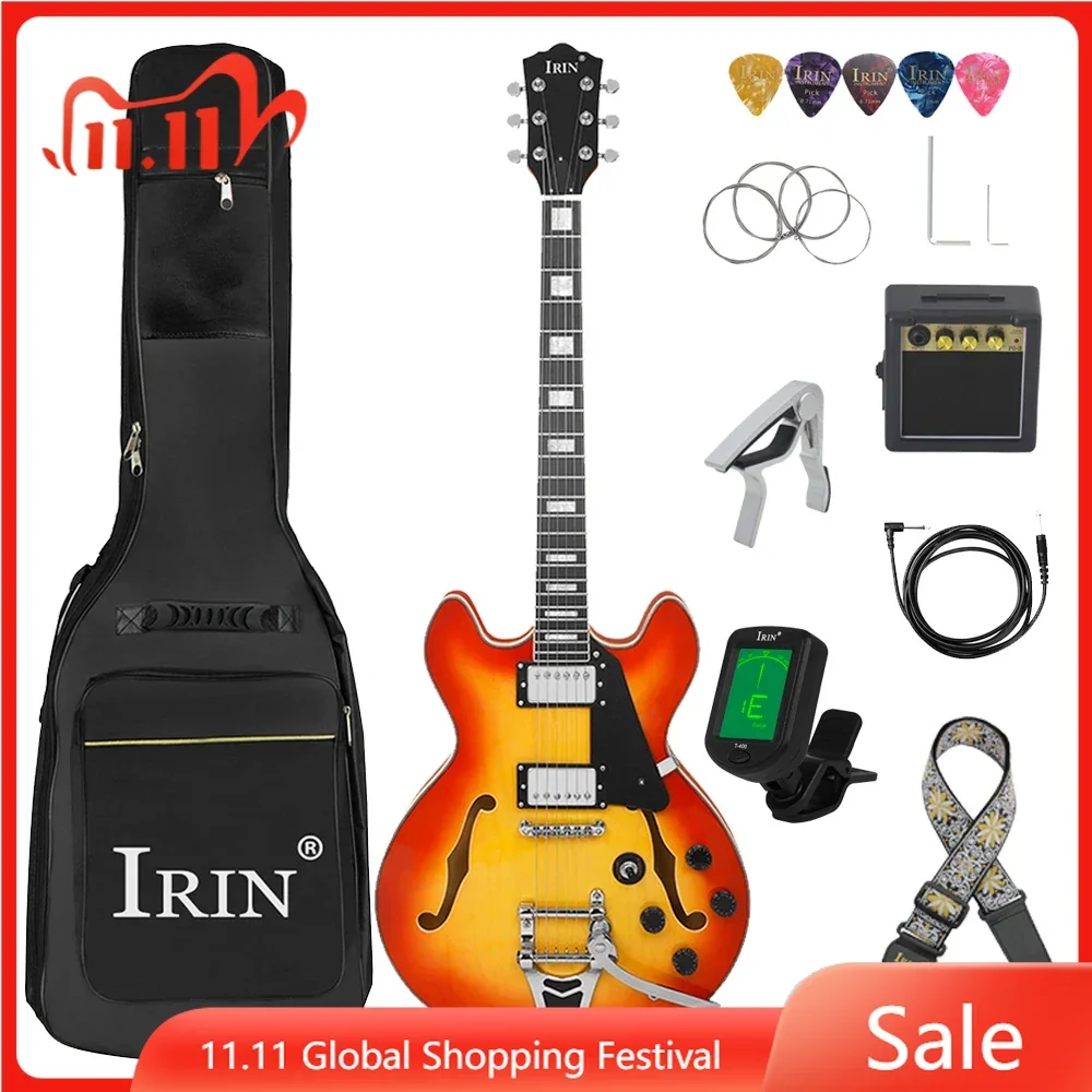 

IRIN 6 String Jazz Hollow Electric Guitar 22 Frets Maple Body Electric Guitarra with Tuner Bag Amp Guitar Parts & Accessories