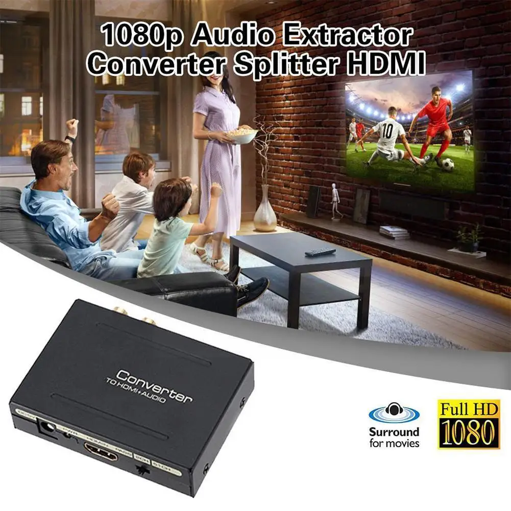 

HDMI Audio Extractor Converter HDMI To HDMI Audio ( SPDIF RCA L/R Stereo ) For Fire Stick PS5 Support 3D HDCP2.2 G9F4