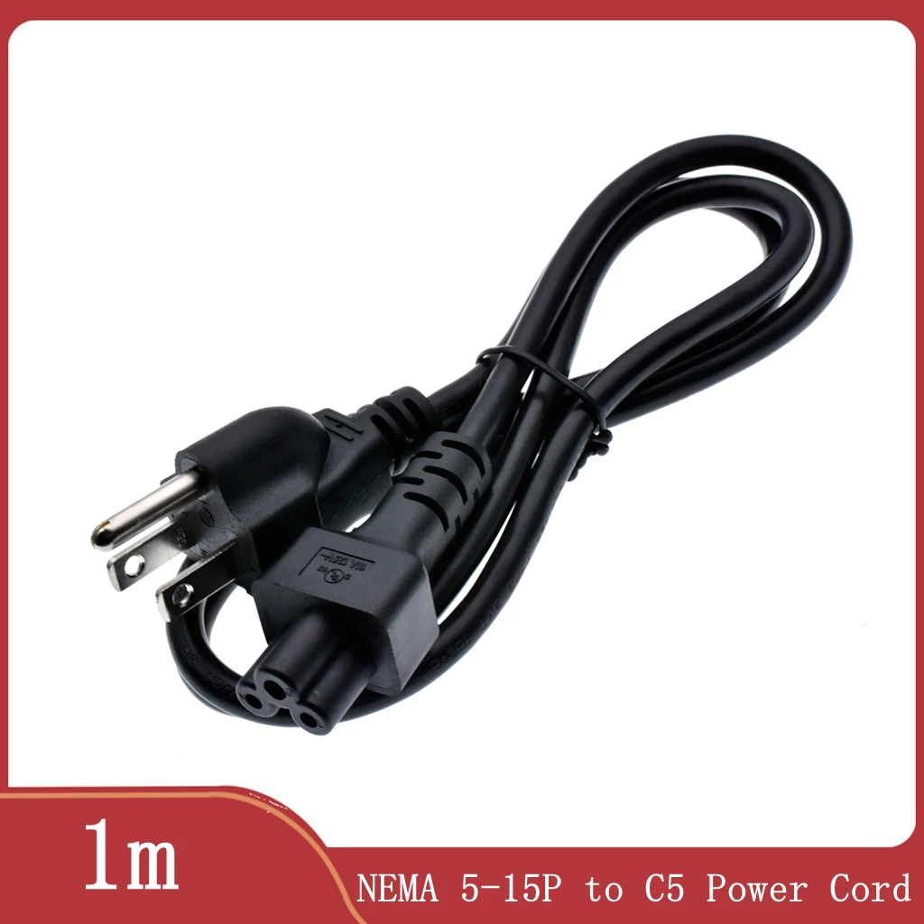 Штепсельная Вилка 18AWG американского стандарта на 3 зубца к адаптеру питания IEC 320 C5, свинцовый кабель 1 м, американский стандарт, шнур питания переменного тока для ноутбука