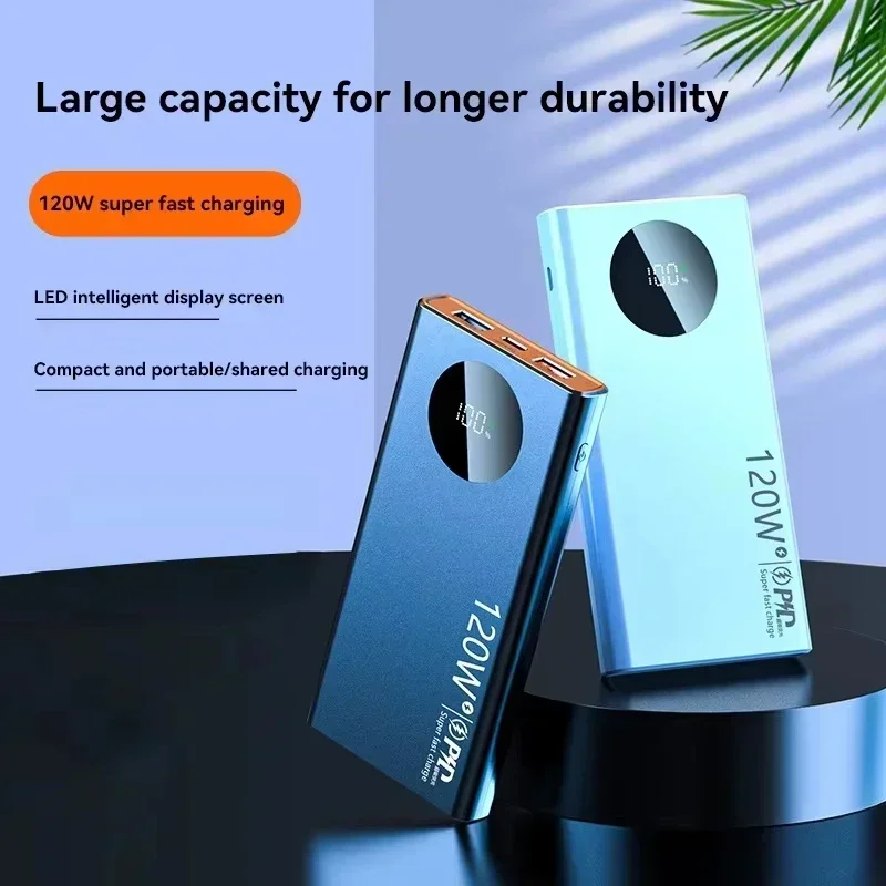 Фото Внешний аккумулятор Lenovo 500000 мАч, 120 Вт, сверхбыстрая зарядка, PD20W, двусторонняя зарядка, цифровой дисплей, 3C, для iPhone, Samsung, Xiaomi №5