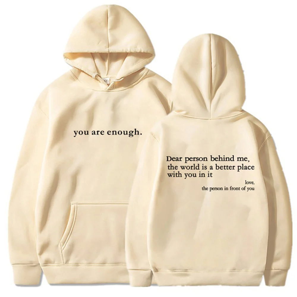 Women Long Sleeve Hoodie With Pocket Dear Person Behind Me Pullover Vintage Hoodie with Words on Back Unisex Trendy Men Hoodies main product image