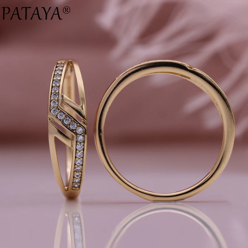 Новинка ажурные кольца PATAYA с инкрустацией из микровоска и натуральным цирконием