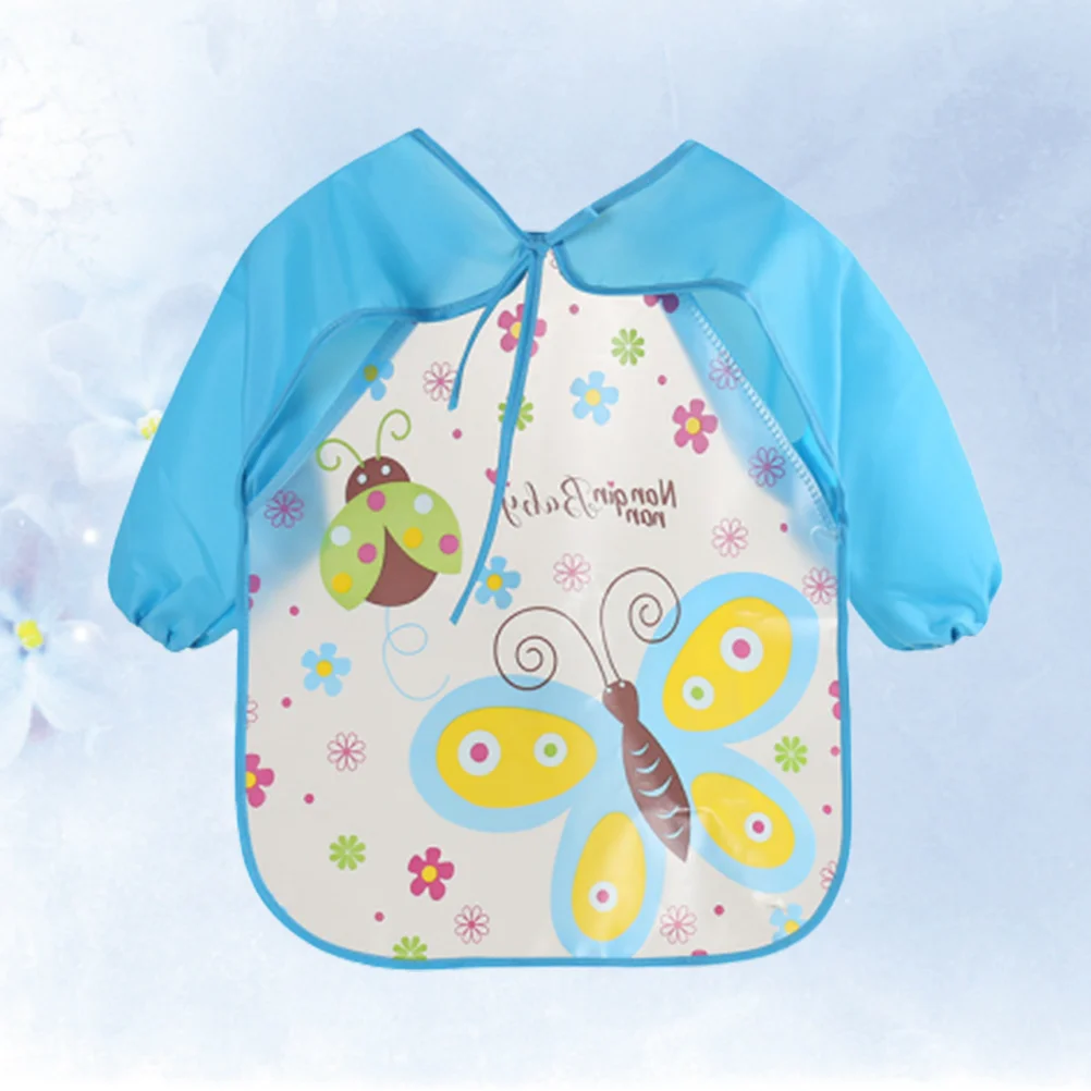 

Kids Smock Bibs Eating Painting Apron Toddler Aprons Protector Mealtime Catcher Babypaint Feeding Sleevedfor