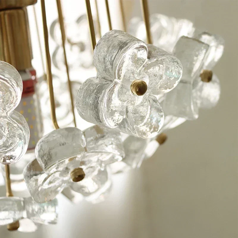 Скандинавская роскошная деревенская люстра железная из лепесткового стекла