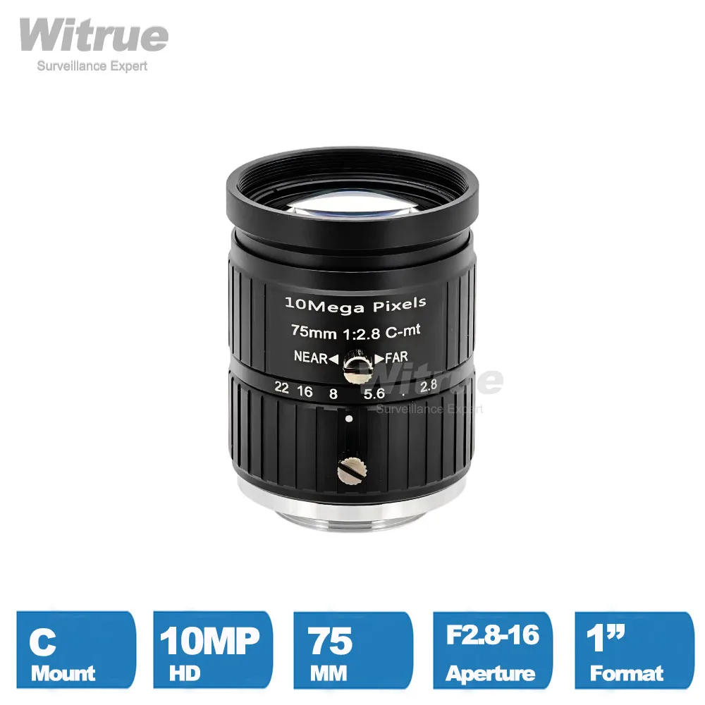 Фото Witrue HD 4K 10MP объектив с креплением C, 75 мм, большая дальность обзора, F2.8-16, 1