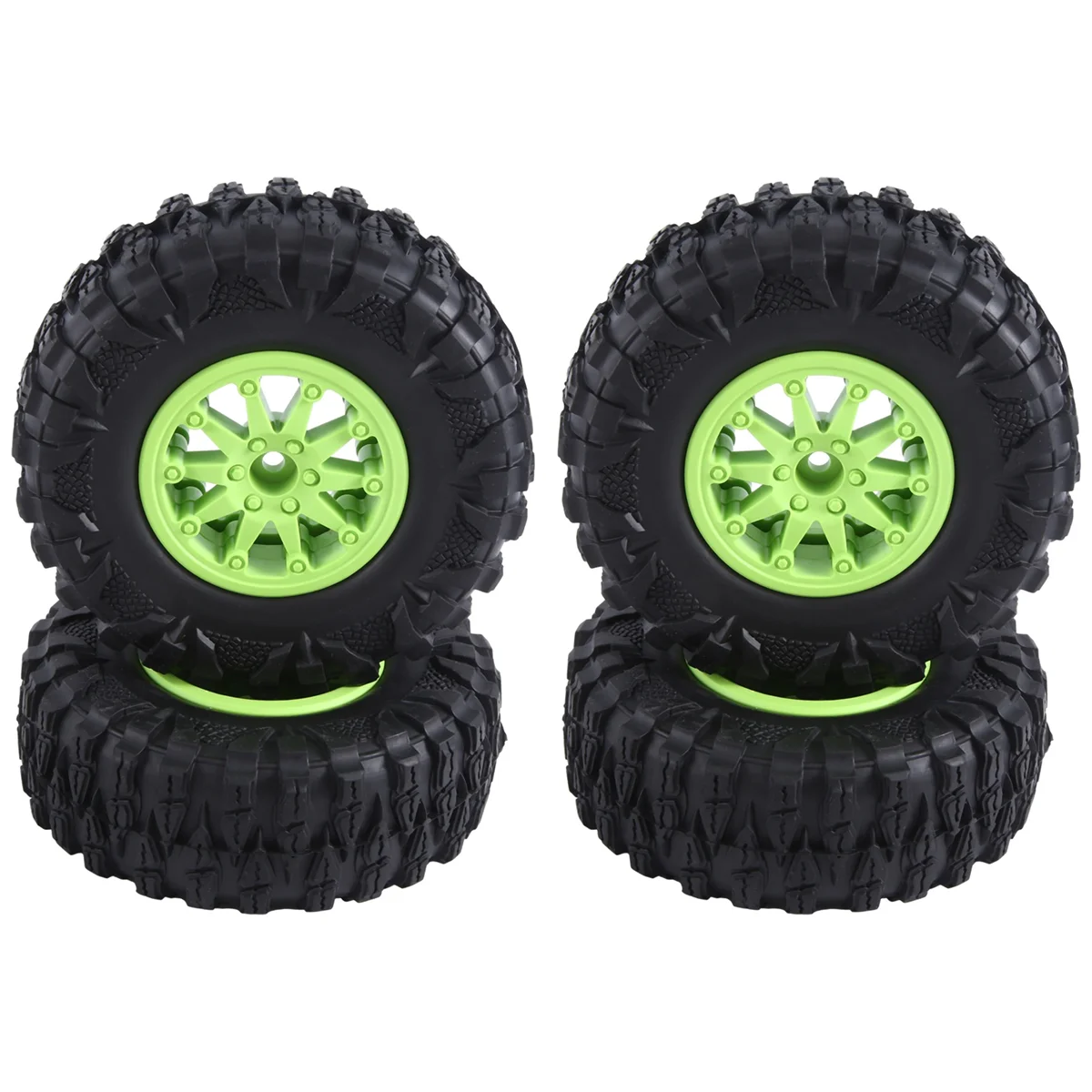 

4PCS 2.2 Inch Nylon Plastic Beadlock Wheel 4.72In/120mm Tire with 12mm Combiner Hex for 1/10 RC Rock Crawler ,Green