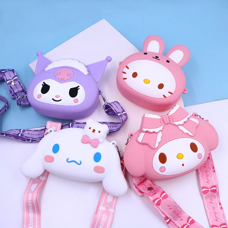 

Sanrio Anime Silicone Cartoon Kuromi Hello Kitty My Melody Cinnamoroll Shoulder Bag Cute Beauty Travel Backpack Purse for Kids