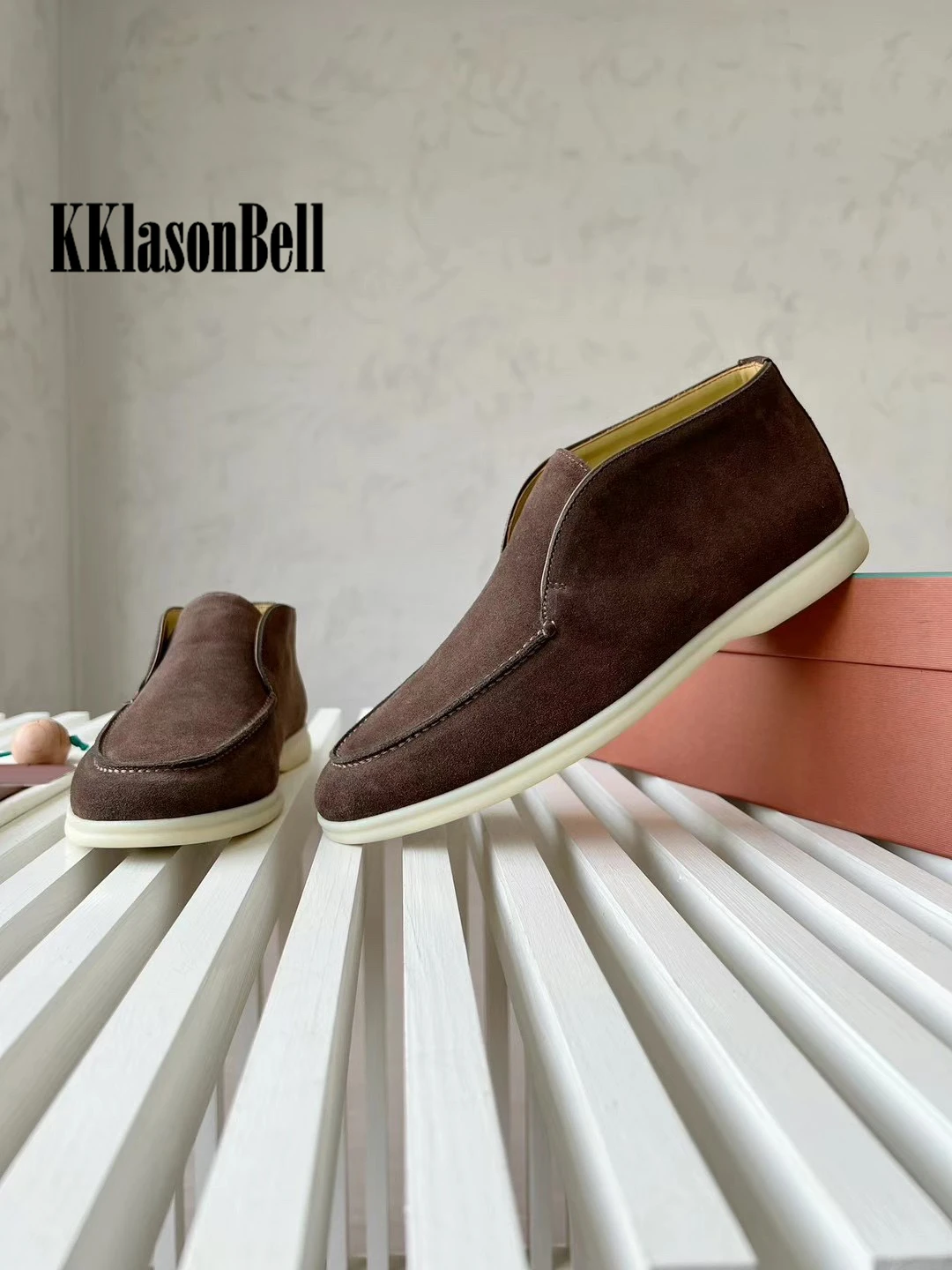 Мужские высокие Лоферы 10 9 года мягкая бычья замша натуральная кожа слипоны